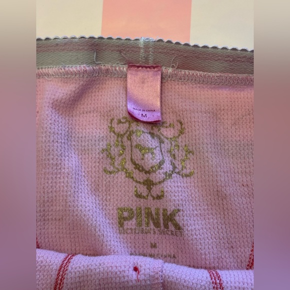 VS PINK VINTAGE Y2K PAJAMA SET “CHILL OUT” THERMAL HOODIE SHIRT & LEGGINGS RARE - Picture 6 of 15